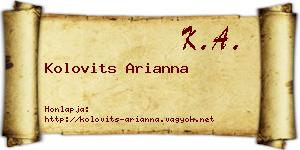 Kolovits Arianna névjegykártya
